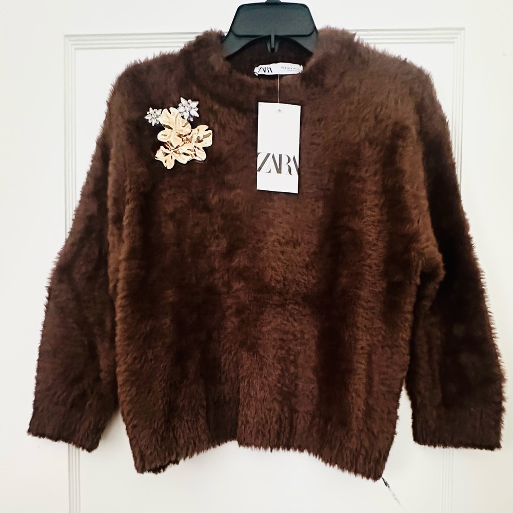 Zara Embellished Fuzzy Sweater - Picture 6 of 6